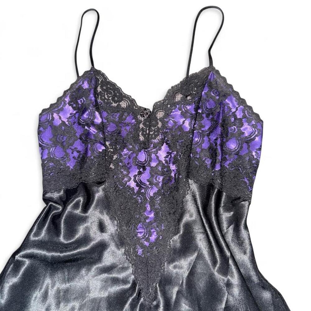 Vintage 90s Cira by Tom Bezduda purple lace slip dress